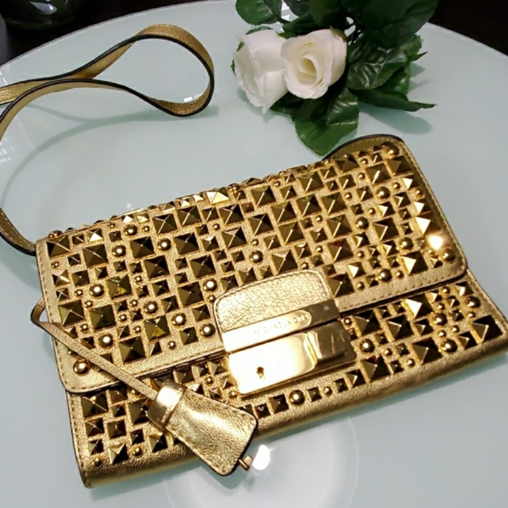 (SOLD) Michael Kors Studded Leather Gia Clutch